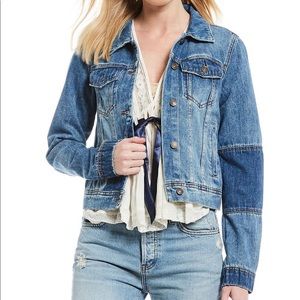 Free People Rumors Two Tone Denim Jacket New Size XS